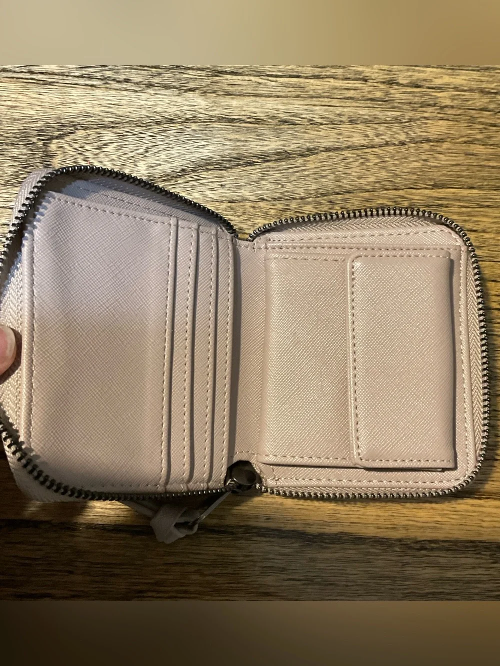 Sansibar Zip Wallet, signature crossed saber metal logo on front, rose/taupe